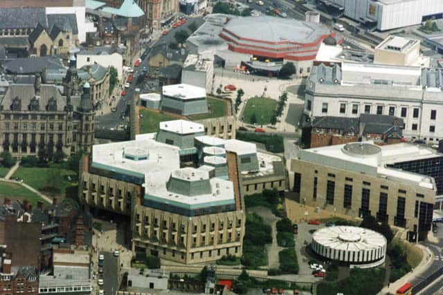 Aerial picture of Sheffield city centre in the 90s