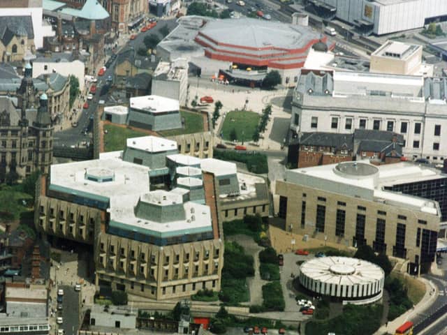 Aerial picture of Sheffield city centre in the 90s