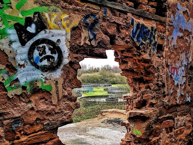 Graffiti artists have been active in the old building.