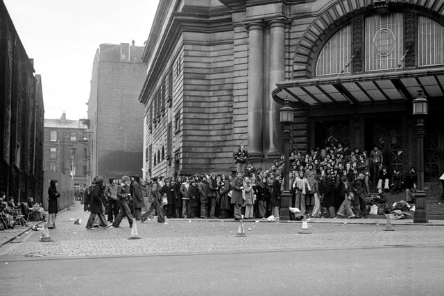 Elton John fans queued for hours to get tickets for his concert at the Usher Hall in Edinburgh february 1976.