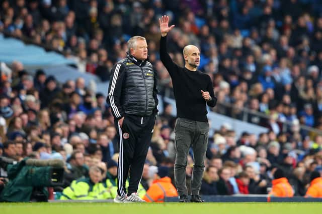 Chris Wilder and Pep Guardiola meet on the touchline again this afternoon: Alex Livesey/Getty Images