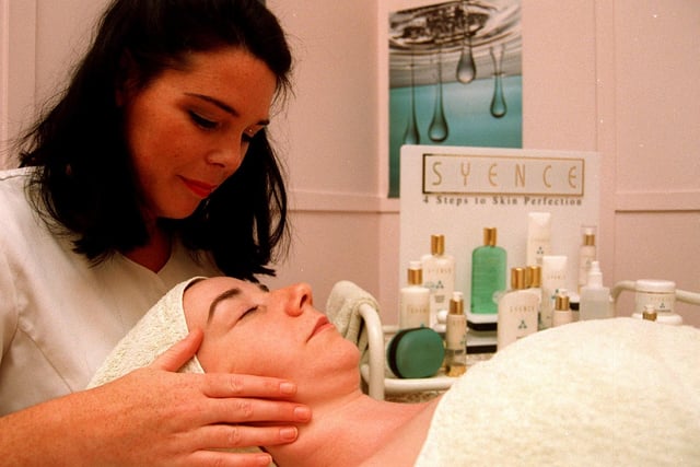 Pictured at the Sheffield Beauty Therapy Centre, Verona House, Charles Street back in 1997 was Sharon Deevy demonstrating the Syence range of products on  Kate Claxton.