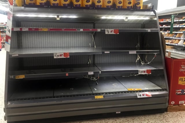 Panic buying has left supermarkets across Doncaster with empty shelves. Morrisons, 1a Watervole Way, Doncaster. Picture: NDFP-17-03-20 EmptyShelves 21-NMSY