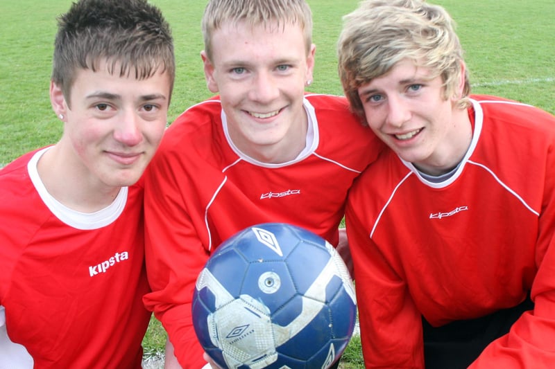 Brimington Youth Club Charity football match, L-R, Jamie Snell, Ben Green, Connor Siddall in 2009