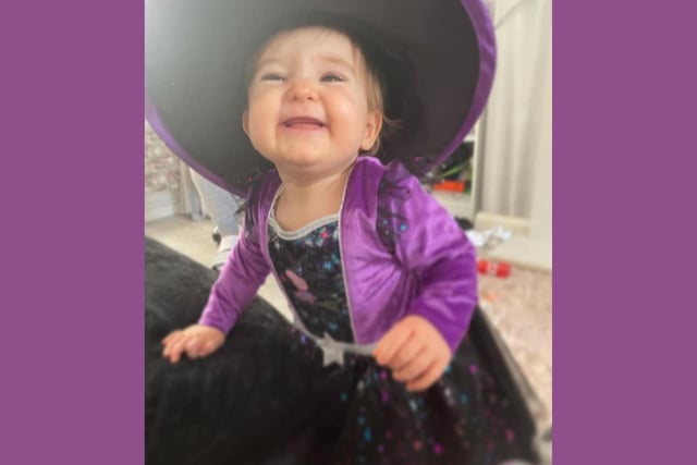 Aria looks the part in her witches costume!
