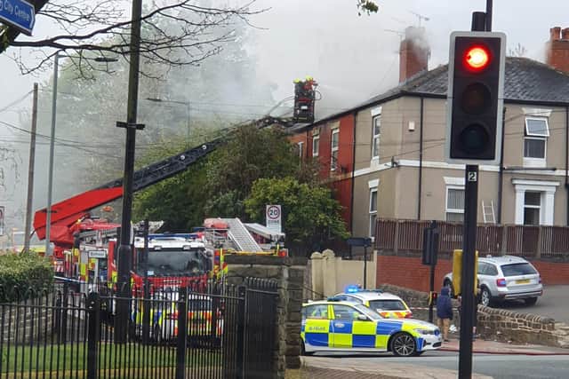 A photo of the fire on Brunswick Road in Burngreave.