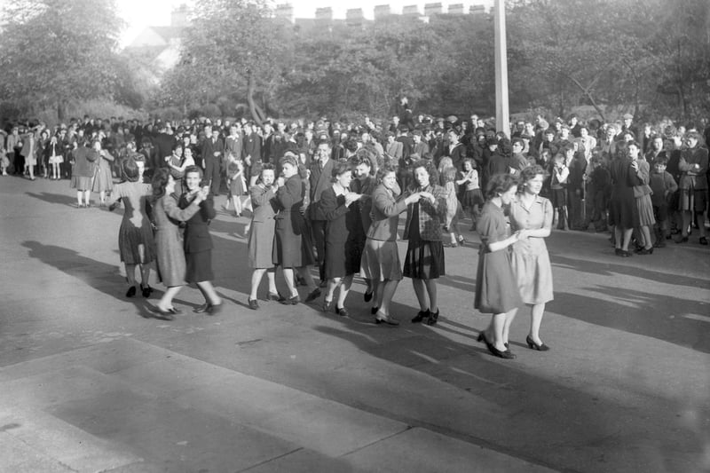 Dancing in Mowbray Park on VE Day in May 1945.