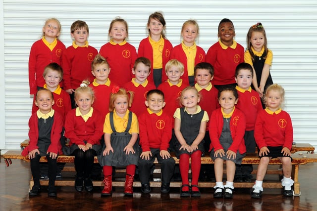The Jarrow Cross C of E Primary School reception class of Mrs Watson pictured seven years ago.