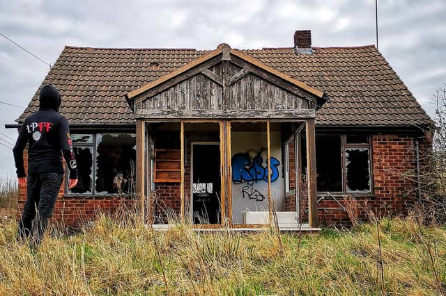 Urban explorer Lost Places & Forgotten Faces outside Ollerton Station Farm.