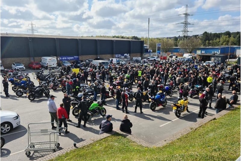 Bikers gathered at Canklow in Rotherham before heading to Edlington.