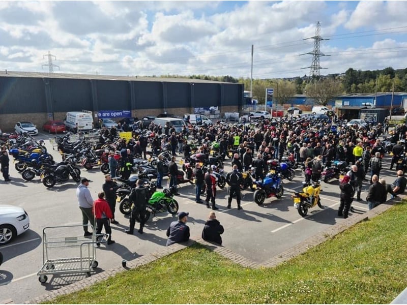 Bikers gathered at Canklow in Rotherham before heading to Edlington.