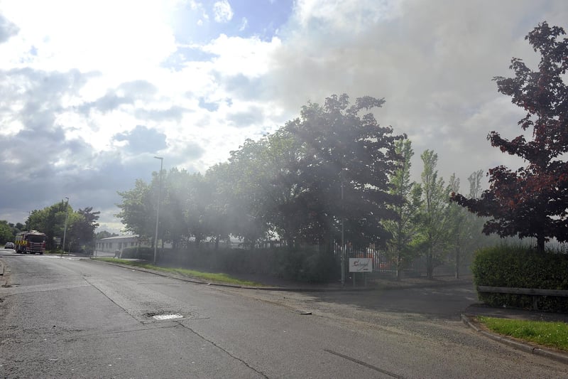 Smoke from the fire drifts across the adjacent roads (Pic: Michael Gillen)