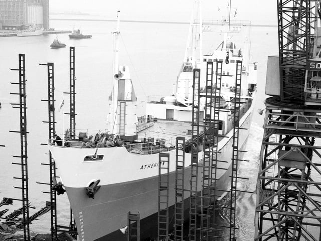The MU Athenian is launched at Henry Robb's Yard in 1966.