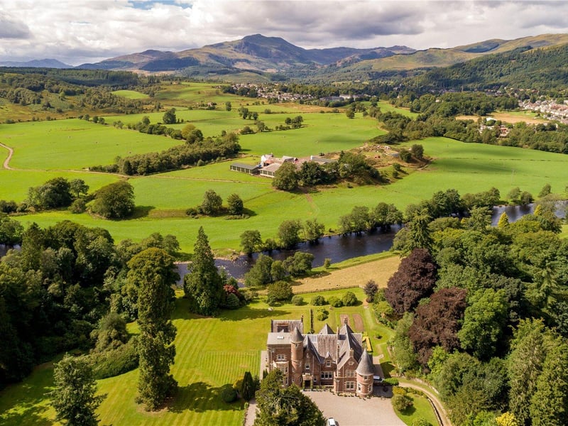 Aerial view of house and grounds.