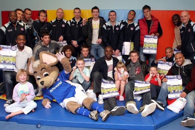 Town players visit Chesterfield Royal Hospital Children's Ward in 2006.