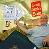 Jeff Slator advertising the Mr Slator's closing down for refurbishment sale in 1999