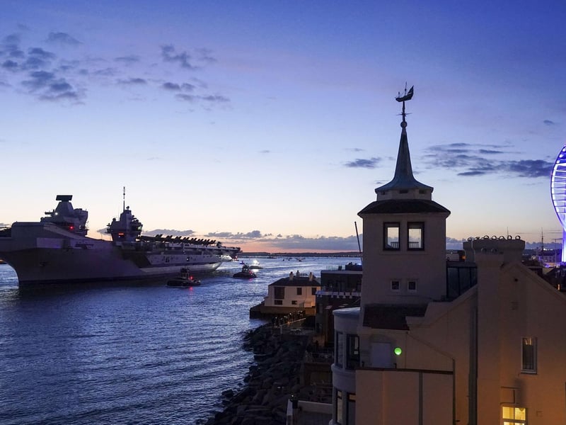 HMS Queen Elizabeth departs HM Naval Base, Portsmouth, for her maiden deployment to lead the UK Carrier Strike Group on a 28-week operational deployment travelling over 26,000 nautical miles from the Mediterranean to the Philippine Sea. Picture date: May 22, 2021. Picture: Steve Parsons/PA Wire
