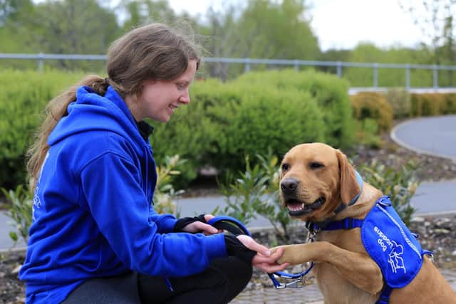 Support Dogs charity based in Sheffield. Pictured is Becky Cochran with Bear. Picture: Chris Etchells
