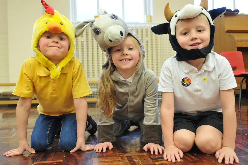 Paige Martin, Eviee Wood and James Wilson were pictured in the St Cuthberts Nativity Play 7 years ago.