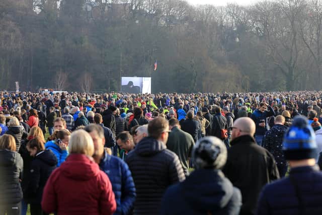 The crowds gather at Endcliffe Park for the flypast in 2019.