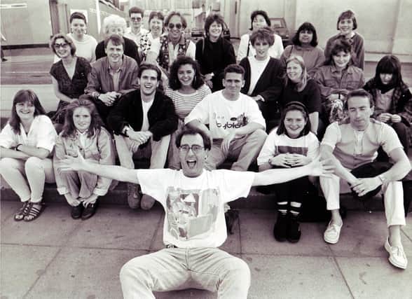 Casting Director, Tim Swinton with the hopefuls for the six extras for the production of 'Little Women' at the Crucible Theatre in May 1990.