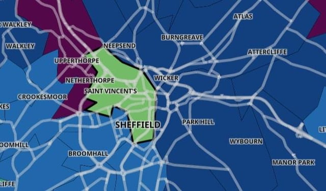 This neighbourhood has seen rates of positive Covid cases fall by 52.6 percent with an infection rate of 42.5 per 100,000 people.