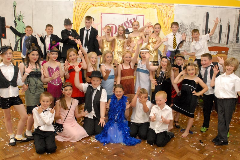 The full cast for the school's production of Bugsy Malone. Does this bring back great memories?