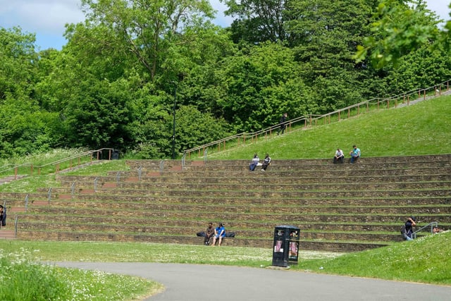 Many people use the amphitheatre at Sheffield's South Street Park to grab a spot of lunch or catch up with friends while taking in the view over the city centre
