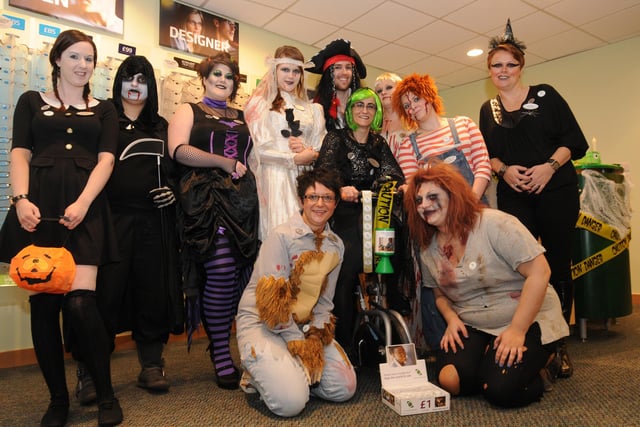 Staff at Mansfield Specsavers pictured during a 2011 Halloween event