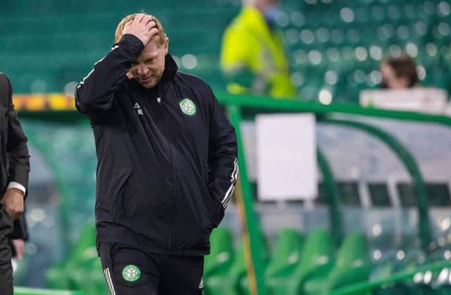 Celtic manager Neil Lennon has seen his side crash out of the Champions League qualifiers, Europa League and Betfred Cup and sit 18 points off league leaders Rangers (Photo by Craig Williamson / SNS Group)
