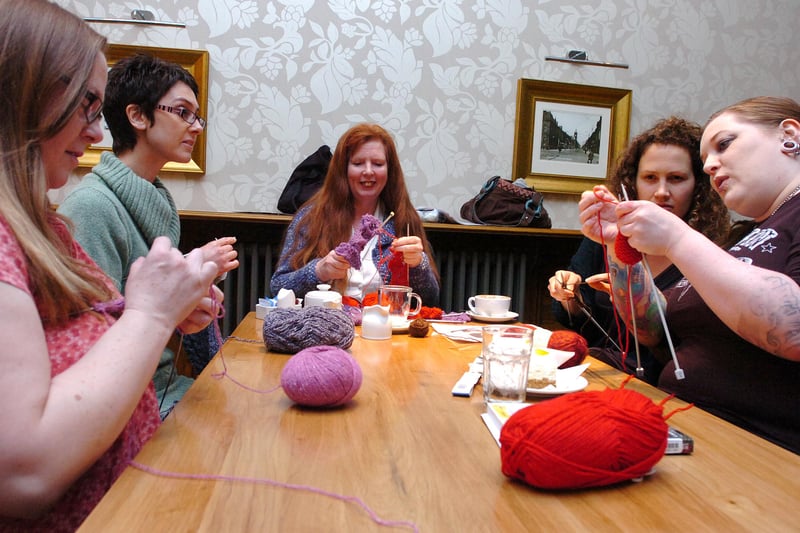 Back to 2010 for this view of a knitting group which met at Cafe Roco on Burdon Road. Are you pictured?