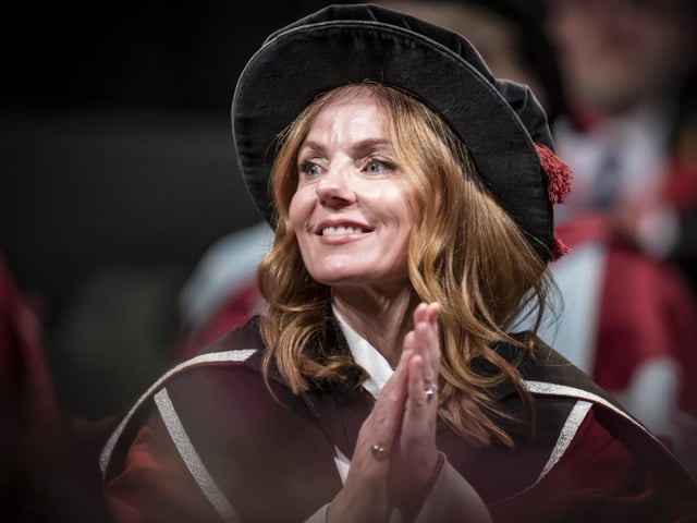 Geri Halliwell-Horner during a ceremony where she received an honorary doctorate from Sheffield Hallam University at Ponds Forge International Sports Centre in Sheffield. Picture date: Tuesday November 22, 2022.