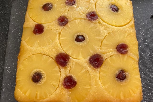 A spot of summer with this pineapple upside down cake.