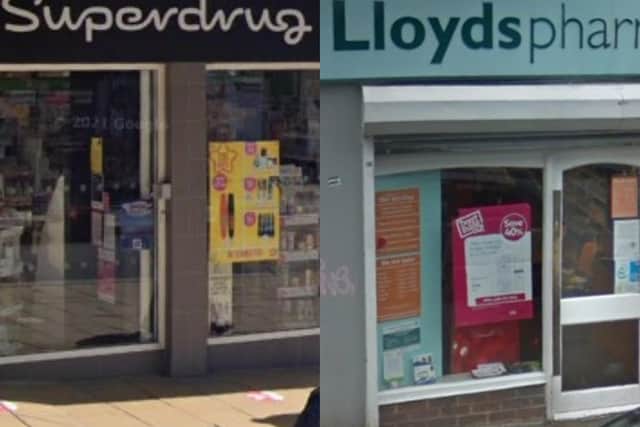 Superdrug and Lloyds Pharmacy will be offering flu vaccines and Covid booster jabs this winter for anyone who is eligible for a free on on the NHS, as well as private ones for anyone who wishes to pay. Picture: Google Maps.