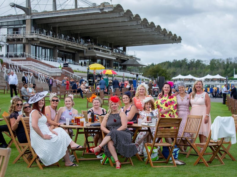 Ladies Day at Qatar Goodwood Festival, Goodwood on 29th July 2021
Pictured:  Friends from Portchester enjoying a grand day out.
Picture: Habibur Rahman