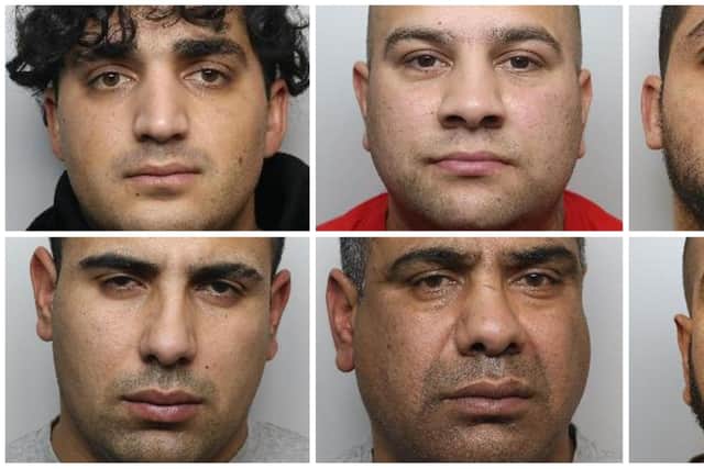 The six men pictured have all been jailed after pleading guilty to violent disorder, relating to a brawl which took place in Sheffield in 2019
Top row, left to right: Jan Tomko; Zdeno Tomko and Igor Pecha 
Bottom row, left to right: Ivan Ziga Junior; Ivan Ziga Senior and Stefan Ziga