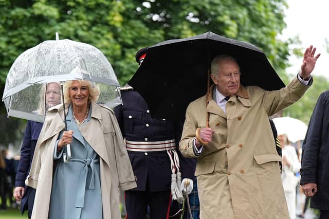 King Charles III and Queen Camilla arrive to unveil a Commemorative Cairn to mark the centenary of the Kirkcaldy War Memorial, (Pic: Aaron Chown/PA Wire)