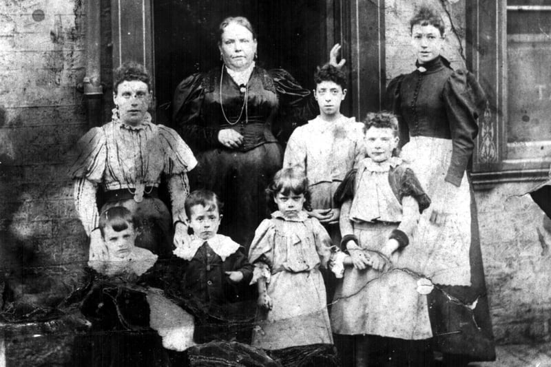Sarah Ann Bingham and staff (Ellen Gillott on back row) of her beerhouse, 13 Bower Street, c. 1880s. Ref no S12749