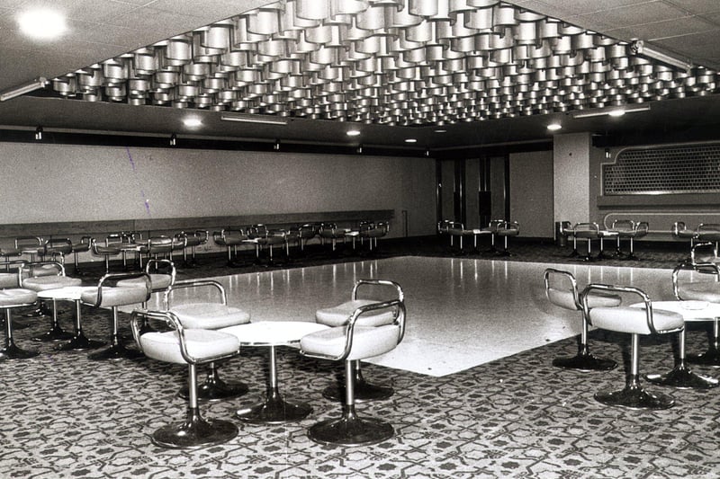 Inside the Fiesta Club, 1974, when this decor would have been ultra modern