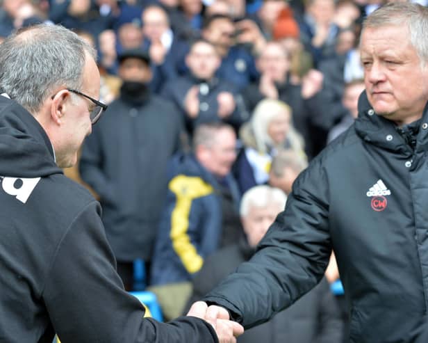 Sheffield United manager Chris Wilder will welcome Marcelo Bielsa's Leeds United to Bramall Lane on Sunday lunchtime. Photo: Bruce Rollinson