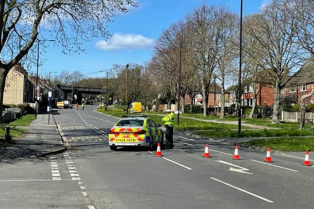 Police at the scene of the tragic crash on Retford Road, near Woodhouse Mills, in Sheffield, in which a man in his 40s died. Fireworks were this evening let off in tribute to the man who died, who has been named online as 'Danny', also known as 'Bozzy'.