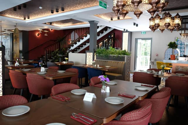 The seating area.