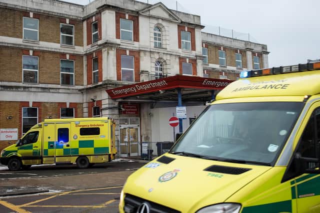 Ambulances drive into and past King's College Hospital  (Photo by Jack Taylor/Getty Images)