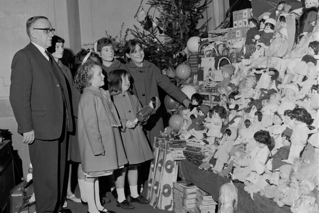 The annual children's Christmas party at the Grassmarket Mission is pictured in December 1965.