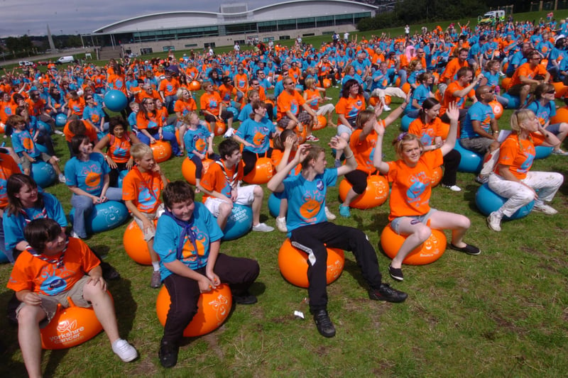The Cancer Research Yorkshire Big Bounce at Don Valley Bowl, which was an attempt to break the world record for Space Hopper riding on July 25, 2010