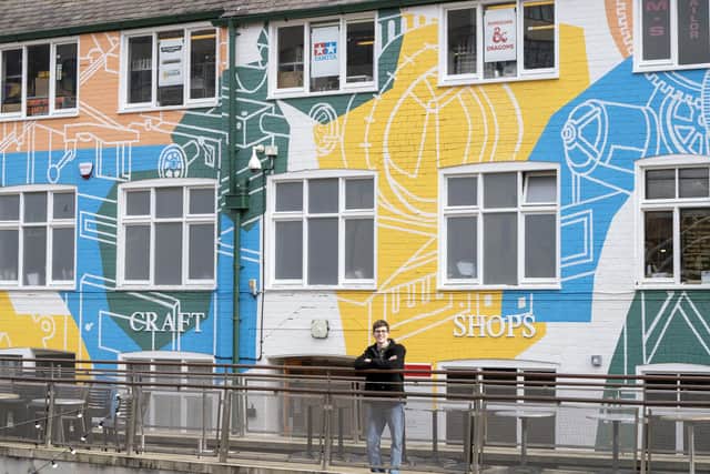 Freelance illustrator Will Rea has created a large scale artwork in Orchard Square in Sheffield.