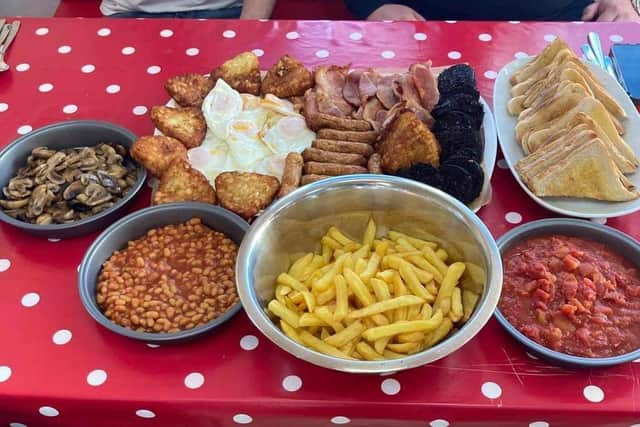 The gargantuan 64-item breakfast being served up by a Doncaster cafe which costs £25 and which diners have just 64 minutes to polish off. (Photo: Speedys Diner).