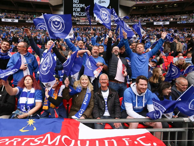 Pompey fans at Wembley for EFL Trophy final in 2019.