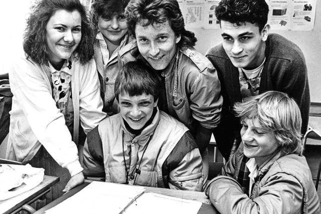 Pupils taking part in a 1987 challenge which our archives refer to as Wheeler Dealers.