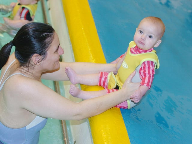 Catherine Howsham, and eight-month-old daughter Erin, of Belton, enjoyed Swim Tots at Doncaster Deaf College in 2008
